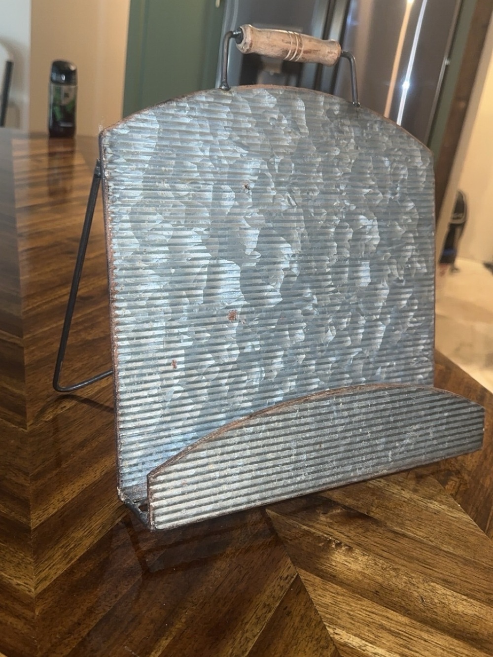 Galvanized Metal Cookbook or Tablet Stand in Silver